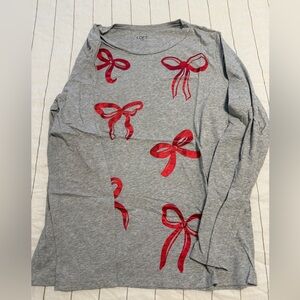 LOFT XL Heather Gray Long Sleeve Top